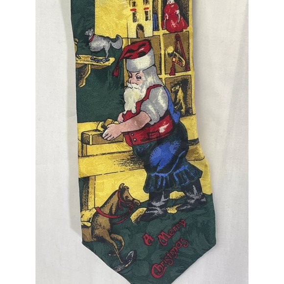 Craft and barrow men’s tie Santa in His Workshop A Merry Christmas 100% Silk Mad - Picture 7 of 7